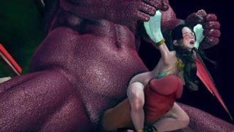  3D动画-阿拉伯公主遭巨型怪物狂暴抽插 